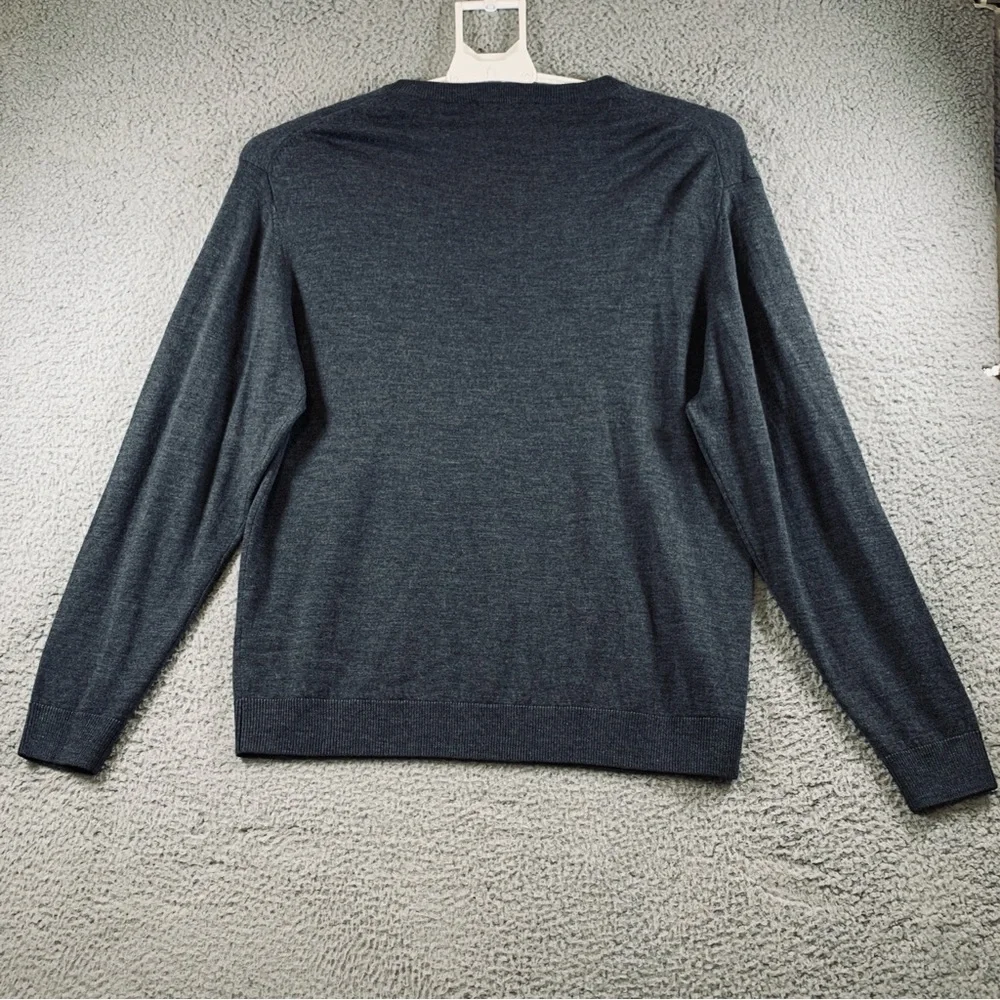 Turnbury Extra Fine Merino Wool‎ Sweater Men's Long Sleeve V Neck Gray Size XL